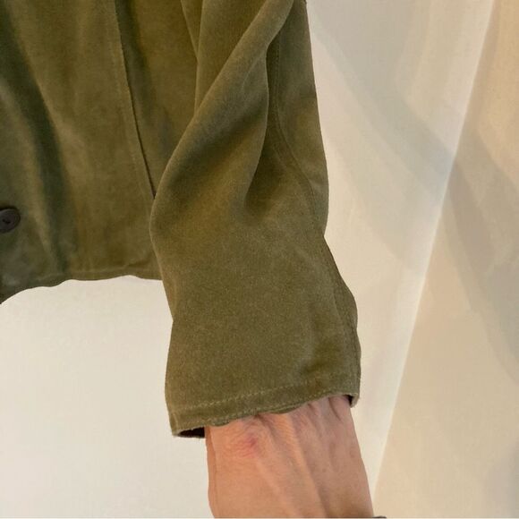 J. Jill Women’s 100% leather moss green coat/jacket. GUC! Size medium! - Picture 5 of 8